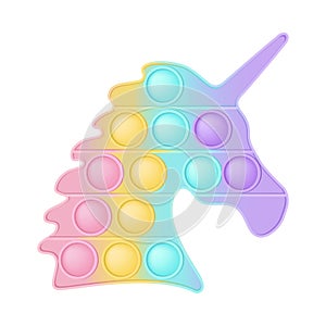 Pop it a fashionable silicon toy for fidgets. Addictive anti-stress unicorn toy in pastel colors. Bubble sensory photo