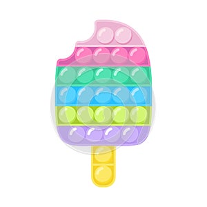 Pop It Fidget Trendy Antistress Sensory Toy Rainbow Ice Cream Shape. Flat style isolated vector illustration