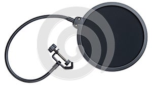 Pop Filter. Pop Filter mount for mic or microphone stand. Condenser or dynamic microphone pop filter.
