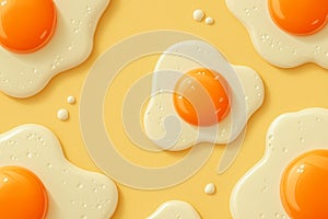 Pop Fried Egg Pattern Background.Bright Yellow Illustration with Fried Eggs.AI-generated