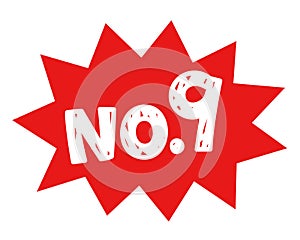 POP label no.9 ,nine, red offer label
