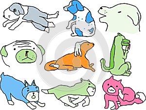 Pop Poor hand-painted cute dog illustration set