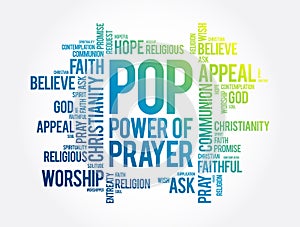 POP - Power Of Prayer word cloud, concept background