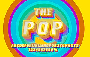 Pop Retro font set collection, letters and numbers symbol. Vector