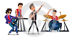 Pop rock band flat vector illustration