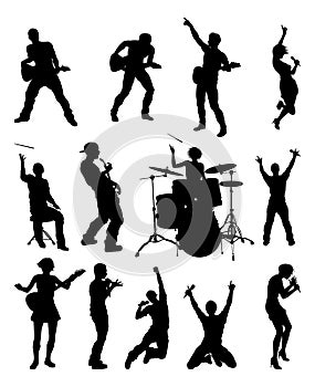 Pop or Rock Band Musicians Silhouettes