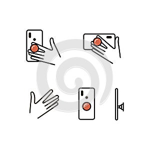 Pop Socket vector icon set. Holder for mobile phone