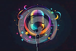 Pop Style Microphone with Sound Waves