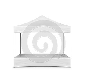 Pop-up gazebo, realistic mockup. White blank canopy tent, mock-up. Event marquee, vector template