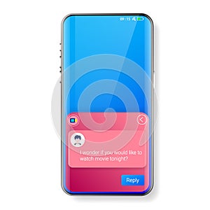 Pop up user interface smartphone reply message template