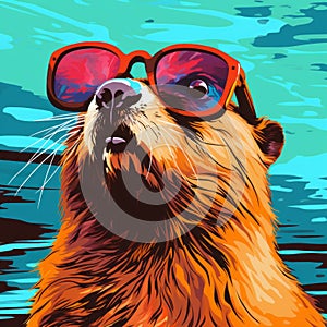 Popart Beaver Wearing Sunglasses By Sydney Mcqueen