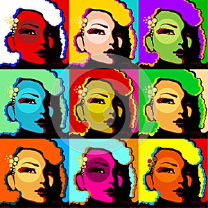 Popart woman face photo