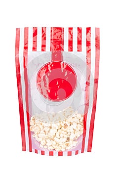 popcorn bag isolated on white background plastic