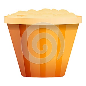 Popcorn basket icon, cartoon style