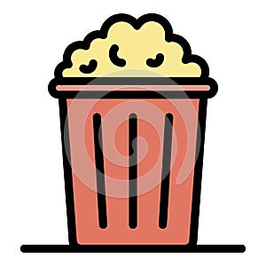 Popcorn basket icon color outline vector