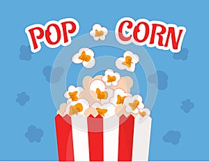 Popcorn in basket vector poster