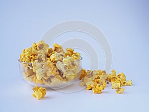 Popcorn in Glass cupon white background photo