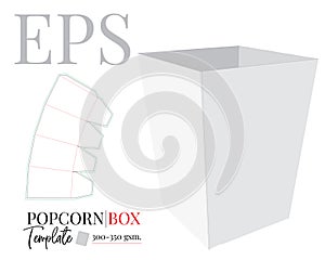 Popcorn Box Template, Vector with die cut