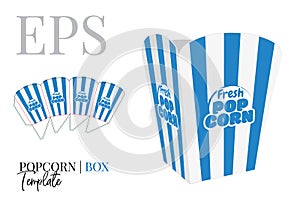 Popcorn Box Template, Vector with die cut