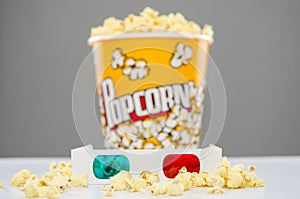 Popcorn bucket and 3d glasses
