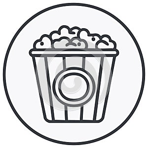Popcorn bucket icon illustration inside a circle