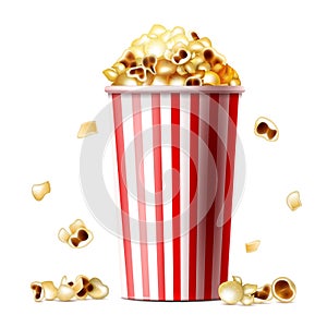 Popcorn bucket realistic vector illustration