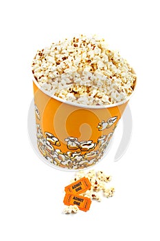 Popcorn bucket and tickets