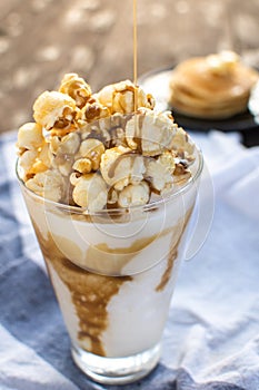 Popcorn caramel milkshake