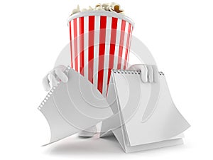 Popcorn character with blank calendar