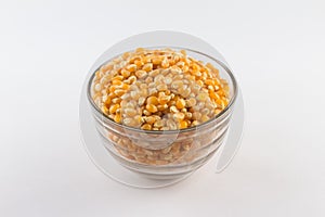 Popcorn corn. Raw grain in a bowl