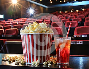 Popcorn and a drink at the movie theater