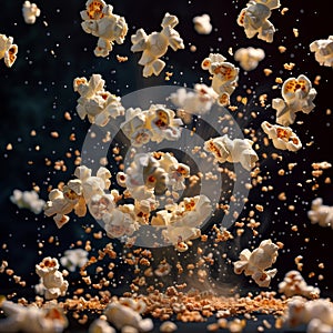 Popcorn Explosion, Flying Pop Corn, Cinema Concept, Copy Space