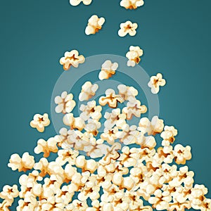 Popcorn falling. Stack of white snacks for movie time souffles corns vector illustration