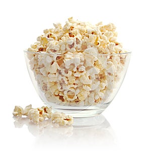 Popcorn in glass bowl