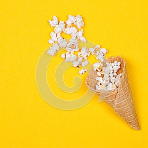 Popcorn in ice cream cones