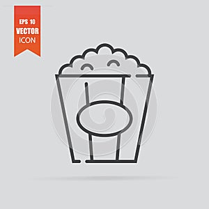 Popcorn icon in flat style isolated on grey background