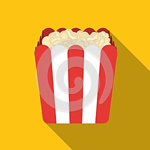 Popcorn icon in flat style isolated on white background. Films and cinema symbol stock vector illustration.