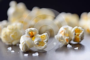 Popcorn isolated on black background