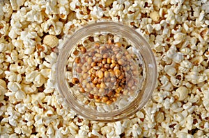 Popcorn kernels in bowl