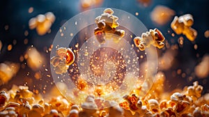 Popcorn kernels exploding in dynamic motion