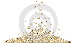 Popcorn making machine. Realistic vector popcorn falling down. A lot of popcorn. graphic illustration