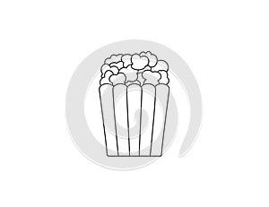 Popcorn, movies, fast-food icon . Vector illustration.