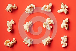 Popcorn pattern on red background