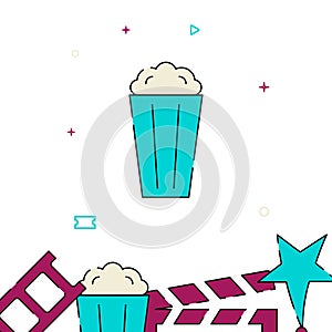 Popcorn portion filled line icon, simple vector illustration