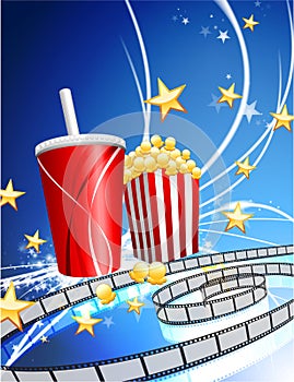 Popcorn and Soda on Abstract Modern Light Background