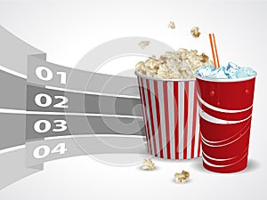 Popcorn and soda with graphic informations photo