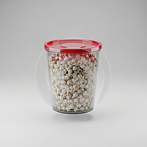Popcorn Storage Canister ClearPlastic RedLid