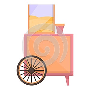 Popcorn street cart icon, cartoon style