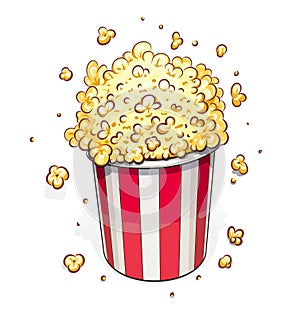 Popcorn in striped basket photo