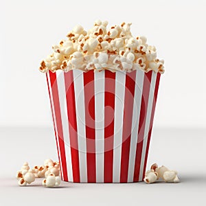 Popcorn in a striped red and white box. AI generative